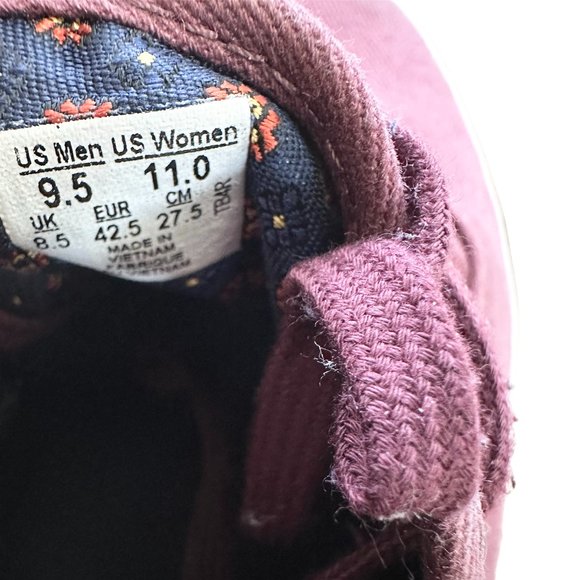 Vans Off The Wall Unisex Shoes Size 9.5 Burgundy Classic Canvas Skate TB4R - Picture 6 of 9